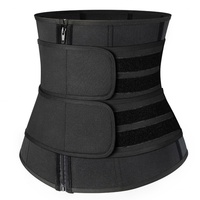 Faja Reductora de Cintura para Mujer, Transpirable, de Látex, para Yoga, Gimnasio, Deportes, con Refuerzo en el Abdomen, Cierre de Botones, Color Negro/Rojo