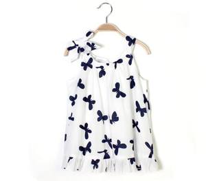 Venta al por Mayor en Línea de Ropa Infantil, Vestido Corto sin Mangas Vintage con Estampado de Mariposas para Niñas, de China - Product Image 1