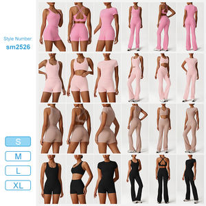 Sm2526 ensemble de Yoga pour femmes deux pièces sangle croisée serrée taille haute nue sentiment séchage rapide évacuation de la sueur Yoga ensemble de course - Product Image 4