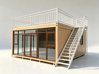 Bâtiment modulaire en conteneurs détachables |   Petite maison préfabriquée pour café, kiosque commercial, bureau de chantier ou dortoir du personnel |   Style moderne du milieu du siècle