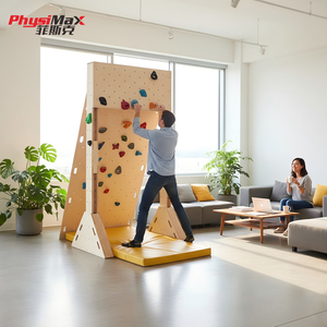 Mur d'escalade préfabriqué réglable et pré-percé pour la rééducation à domicile, au bureau ou à l'hôpital - Construction en bois et fibre de verre - Product Image 2