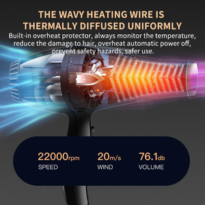 Secador de pelo montado en la pared de 2400W, Motor sin escobillas de bajo ruido, iónico negativo de alta velocidad para uso en salón, herramienta de peinado multiusos - Product Image 2