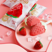 En gros, Glaces 3D en forme de fraise, saveur fruitée douce, goût superposé, en sachet 75g, surgelées, avec logo personnalisé