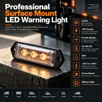 12V 24V LED Warnleuchte für Kühlergrill, Seitenmontierte Ultraflache Leuchte mit 3 LEDs, Blitzwarnleuchte