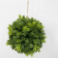 Boule de sapin artificielle verte à suspendre, plante artificielle sphérique, boule de topiaire avec corde pour la décoration de magasins, cafés, plafonds et maisons