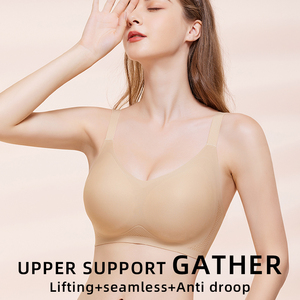 Soutien-gorge en tissu spandex et nylon découpé au laser pour femmes, soutien-gorge sans couture en gelée de confort pour jeunes filles, soulèvement de gros seins - Product Image 2