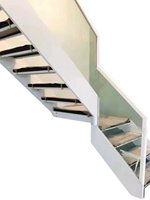 Escalier d'usine personnalisé pour intérieur, escalier de loft intégré en acier et bois, simple, à double poutre, avec marches en verre et en bois massif, pour villa