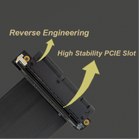 Kabel Riser PCIe 4.0 X16 Double Row Double Reverse 64GB/s dengan Pelindung Terbungkus Inti Berlapis Perak untuk Pemasangan GPU Vertikal PC