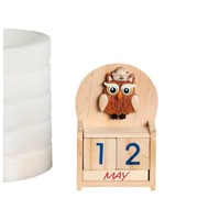 Bloc de calendrier perpétuel en forme de maison, ornement de bureau en bois avec gravure pour support de calendrier Rubik's Cube, vente en gros