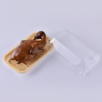 Boîte de poulet rôti en plastique, pièces, de qualité alimentaire PP jetable, plateau de viande de poulet rôti à emporter, dinde