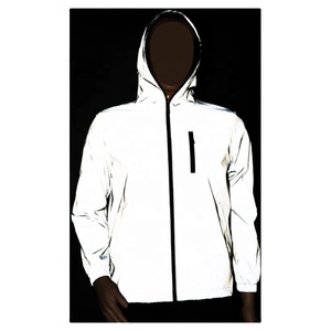 Veste coupe-vent réfléchissante à capuche zippée tendance pour homme, nouvelle collection automne, couleur pierre, pour activités de plein air - Product Image 4