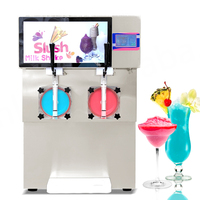 Livraison Gratuite Nouvelle Machine à Boissons Glacées 110V/220V à 2 Réservoirs de 11L de Capacité, Machine à Slush, Cocktails Glacés, Garantie 1 An
