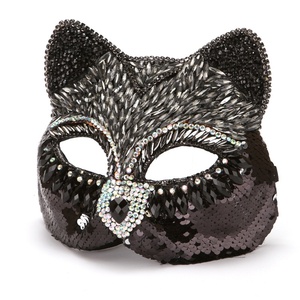 <span class=keywords><strong>Masque</strong></span> vénitien demi-visage en plastique orné de diamants, exquis et haut de gamme, motif chat et renard, <span class=keywords><strong>fait</strong></span> <span class=keywords><strong>main</strong></span> - Product Image 4