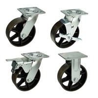 Roulettes robustes de 50x100mm, 4, 5, 6, 8 pouces, roulettes pivotantes en fonte, freins fixes