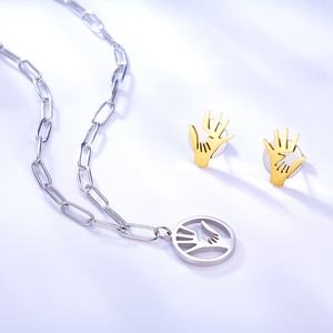 Parures de bijoux en or pour femmes, acier inoxydable 316, parure de bijoux, boucles d'oreilles, collier, plaqué or 18 carats, parure de bijoux de luxe - Product Image 2