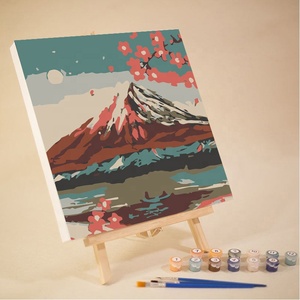 Kit de peinture par numéros XIXI pour enfants - Mini toile de dessin animé fleuri avec cadre fait main, forme carrée/rectangulaire - Product Image 3