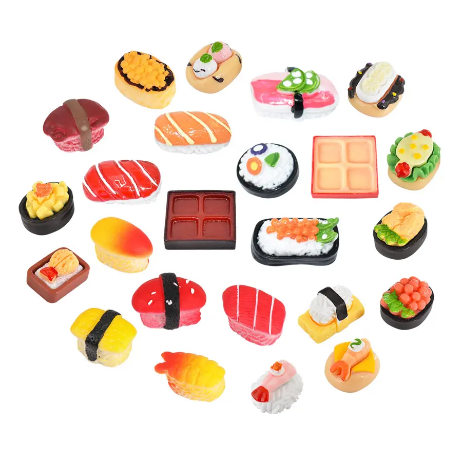 新しい3Dミニチュア日本寿司食品デザインフラットバック樹脂カボションDIY装飾