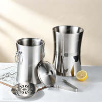 Seau à glace isotherme double paroi en acier inoxydable de haute qualité avec poignées annulaires pour vin et bière, outils de bar pour la maison et les fêtes