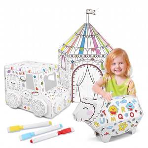 Fabriek Creatieve Kinderen Schilderen Graffiti Speelgoed Groot Papier Kinderen Diy Tekening Doodle Pop Kids Huis 3d Geschilderd Kartonnen Huis - Product Image 1