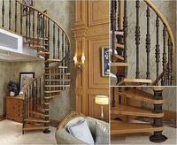 Escalier en colimaçon acier-bois en promotion pour usage résidentiel intérieur, marches en bois massif, installation DIY, design moderne