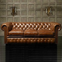Ensemble canapé chignons en cuir marron, classique et vintage, de haute qualité, dubai, salon