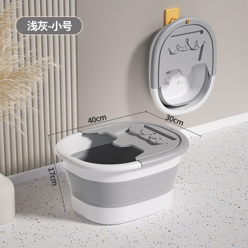 Small gray crown foot bucket with lid