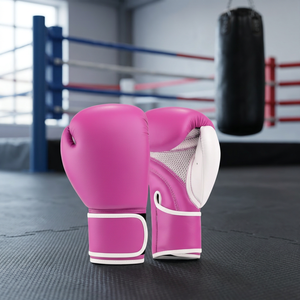 Guantes de Boxeo de Cuero PU Rosa, Transpirables, con Correa de Velcro en la Muñeca, para Mujer - Product Image 4