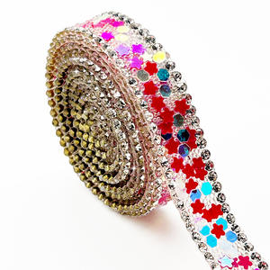 QIAO autoadesivo Hotfix strass Patch strass in vetro striscia di strass adesivi <span class=keywords><strong>Applique</strong></span> per decorazioni di abbigliamento fai da te - Product Image 6