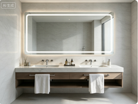 Miroir de salle de bain rectangulaire à LED, miroir de maquillage éclairé anti-buée à intensité réglable avec interrupteur tactile, fixation murale