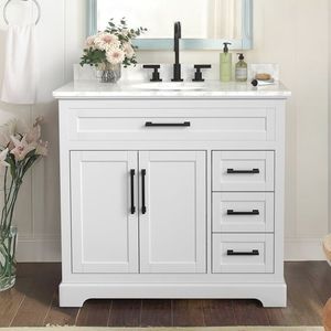 Luxury Modern Ceramic Basin Bathroom <strong>Vanity</strong> Set Water Resistant PVC <strong>Case</strong> Supplier's Luxury Sink with <strong>Vanity</strong> - Product Image 5