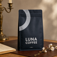 Sachet de café personnalisé de qualité alimentaire 1 kg, pochette refermable en aluminium avec valve d'air pour café moulu
