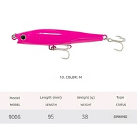 Leurre Minnow Holographique Laser 38g 95mm 15 Couleurs pour Pêche en Mer, Lancer de Plage, Coulant, Longue Portée, Appât Dur pour Eau Salée