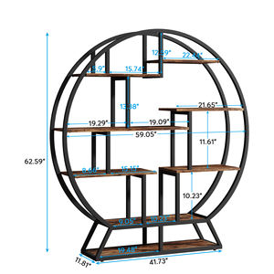 Estantería, Librería Redonda, Estantería Industrial de 63 Pulgadas con Estantes Escalonados - Product Image 3