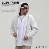 Veste à capuche pour homme, style vintage, fine, à double fermeture éclair, couleur unie, anti-plis, coupe ample, mélange polyester/coton, collection automne 2025