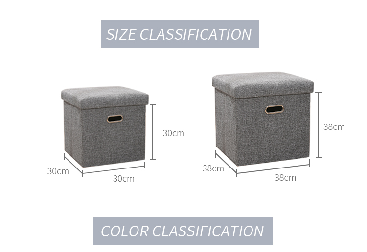 Cotton And Linen Portable Folding Ottoman Of Living Room Square Storage Stool