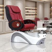 Meubles de salon de manucure de luxe haut de gamme, fauteuil multifonctionnel pour massage des pieds, spa sans tuyau, jet magnétique, rouge, ensemble de chaise de manucure et de pédicure