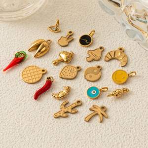 Pendentif de série alimentaire transfrontalier collier anneau vivant station indépendante collier pendentif rond pendentif couleur or 18 carats - Product Image 2