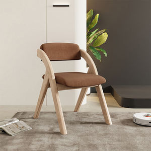 Chaise de salle à manger de style scandinave en bois massif dossier simple chaise de bureau d'ordinateur à la maison pliable chaise de loisirs moderne salon - Product Image 5