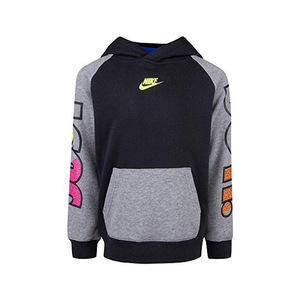 Nike Boys เสื้อฮู้ดแบบแอคทีฟคัลเลอร์บล็อกกราฟิกสีดำ/ เขียวผ้าเทอร์รี่ปิดซิปเสื้อกันหนาวเด็กทารก-100% ของแท้ - Product Image 1