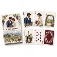 Jeu de cartes personnalisé sur le thème du vignoble espagnol, portrait de couple en aquarelle, jeu de poker, cadeau de mariage, service tout-en-un