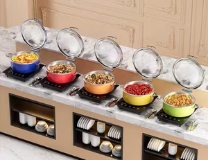 304 Thép Không Gỉ Tự Chọn Bếp Đầy Màu Sắc Ấm Áp Nồi Nhà Hàng Và Khách Sạn Thủy Lực Nắp Sang Trọng chafing Món Ăn Tự Chọn Thiết Lập - Product Image 6