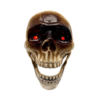 Décoration d'Halloween animatronique LED, accessoire effrayant suspendu, squelette simulé parlant lumineux électrique, tête de crâne animée