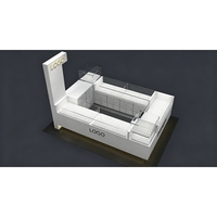 Vitrine de présentation de bijoux minimaliste blanc crème, fabrication sur mesure ODM/OEM, conception complète de magasin, solution de vitrine tout-en-un