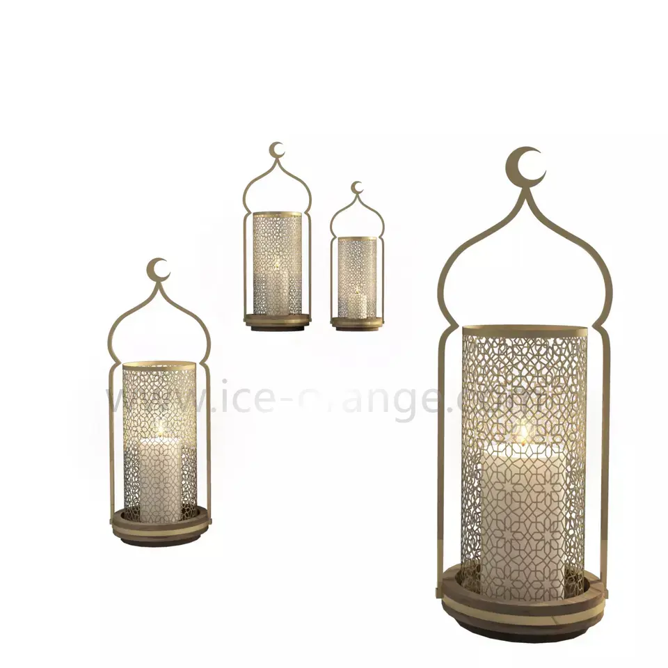 Lanterna de decoração de mesa, decoração de ramadã eid mubarak lanterna com lanterna de pé decorativa