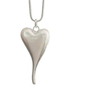 Collar con Colgante de Corazón de Acero Inoxidable, Plata Tibetana, Joyería de Moda para Mujer, Cadena Larga, Estilo Elegante 2024 - Product Image 1