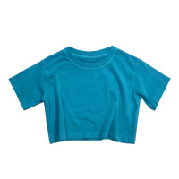 DUOLLB Kaus Oblong Wanita Crop Top Polos Perempuan, Kaus Oblong Crop Top Dicuci Batu Streetwear
