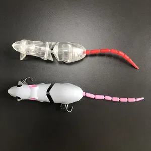 कृत्रिम माउस लालच शरीर 15.2g 80mm Swimbait मछली पकड़ने के आकर्षण प्लास्टिक चूहा मछली पकड़ने का चारा तिगुना के साथ Unpainted मछली पकड़ने के आकर्षण हुक