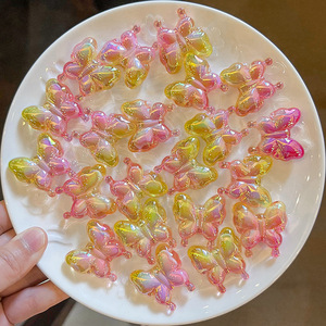 อะคริลิคเครื่องประดับ DIY สีไล่ระดับสีผีเสื้อผม DIY ผ่านรูลูกปัดผีเสื้อวัสดุห่วงโซ่โทรศัพท์ - Product Image 5