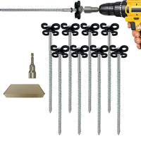 Piquets de sol à visser de 8 pouces, design multi-trous, 8 pièces et 1 tournevis hexagonal pour la fixation de tentes, auvents, abris et balançoires