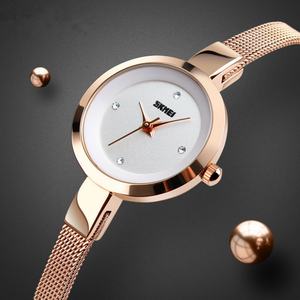 Montre-bracelet à quartz ultra-fine pour femme Skmei avec cadran or rose, bracelet en acier inoxydable, style décontracté, étanche, pour le travail - Product Image 6